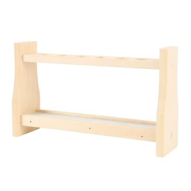 Imagem de Phefop Suporte para Tubo de Vidro, Rack de Tubo de Ensaio de Madeira Com 6 Furos, Madeira de Pinho Durável para Laboratório e Armazenamento de Cosméticos (21mm)