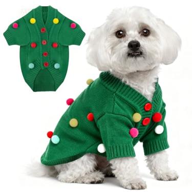 Imagem de Suéter de Natal para cães, cardigãs, luz de Natal, roupa de cachorro de malha macia e quente, roupas para animais de estimação para clima frio, roupas para cães pequenos, médios e grandes e gatos