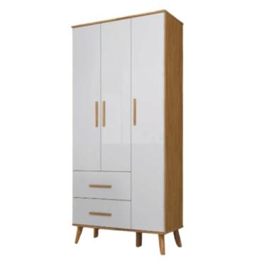 Imagem de PEROBA - Guarda Roupa Infantil Peroba Sky 3 Portas Cor Branco/Amêndoa