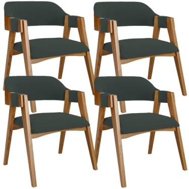 Imagem de Kit 04 Cadeiras Para Sala de Jantar e Estar Living Estofada Suran L02 Suede Verde Musgo - Lyam