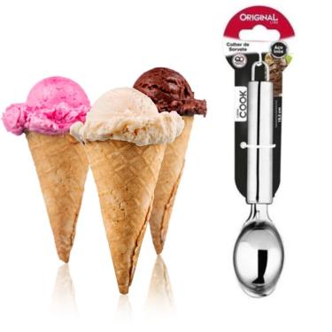 Imagem de Colher de Sorvete Inox autêntico Linha Cook 19,5cm Premium autêntico Line Cook - PANAMI