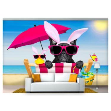 Imagem de Papel De Parede Animal Cão Férias Passagem 3D Anm188 - Você Decora