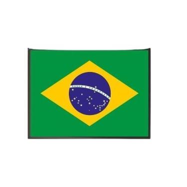 Imagem de Quadro Decorativo Bandeira Brasil 24X18 Com Vidro - Branca - Quadros O