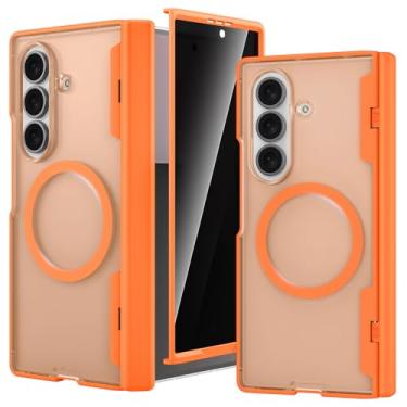 Imagem de Ruky Capa para Z Fold 7 com protetor de tela de privacidade frontal, ZFold 7 com proteção de dobradiça [compatível com MagSafe] Capa protetora magnética rígida translúcida para Galaxy Z Fold 7