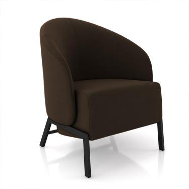 Imagem de Poltrona Decorativa Sala De Estar Kenya Pés Em Ferro Veludo Preto/marrom G33 - Gran Belo