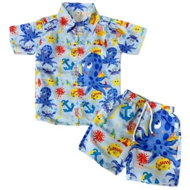 Imagem de Conjunto Mauricinho Fundo Do Mar - Camisa E Bermuda - Pequenos Encanto
