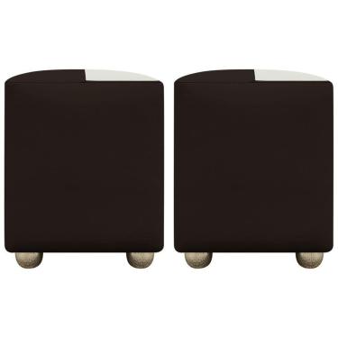 Imagem de Kit 2 Puffs Decorativos Quadrado Urban - Marrom-Bege Corino