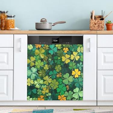Imagem de ATTX Capa magnética para lava-louças Green Clovers, 58,4 cm C x 66 cm A, decoração da capa da máquina de lavar louça, decalques para armários domésticos e eletrodomésticos adesivos #28