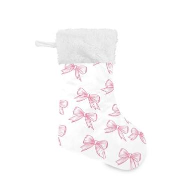 Imagem de ATTX Pacote com 2 meias fofas de Natal com punho de pelúcia branco - Decoração de Natal para presentes, meia de 48 cm #78