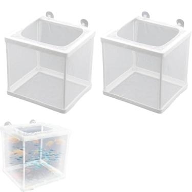 Imagem de Pacote com 2 caixas de criador de peixes para aquário, caixa de criador para tanque de peixes, caixa de reprodução para aquário, para aquário juvenil, rede de separação, incubatório de fritura com