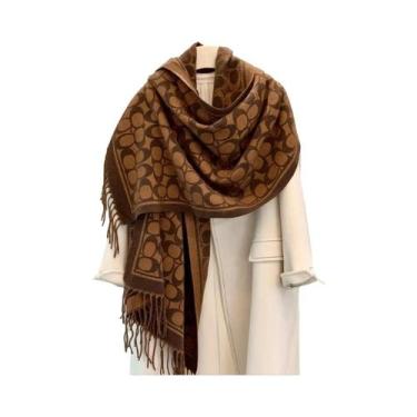 Imagem de Cachecol Feminino Dupla Face Grosso Com Franjas Imitando Cashmere, Que
