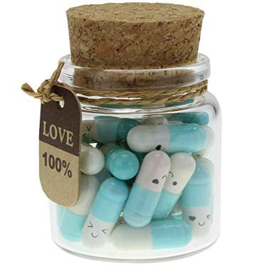 Imagem de Infmetry Cápsulas fofas em uma garrafa de vidro notas adoráveis presentes para casais para ela, namorado, namorada, mãe, aniversário, aniversário, dia dos namorados, (azul claro, 25 peças)