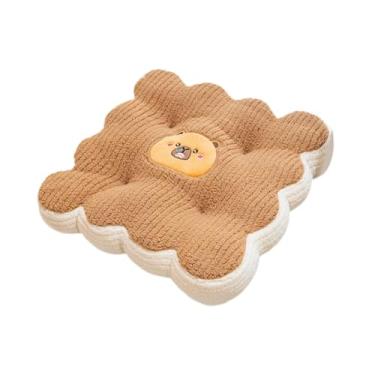 Imagem de KiBcsLic Almofada para cadeira de escritório, almofada de pelúcia macia, antiderrapante, com desenho animado para cadeiras de jantar, carro, quarto e, Marrom