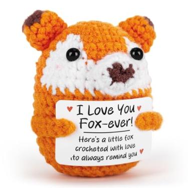 Imagem de Positive Crochet Animals Handmade Fox Keepsake with “I Love You Fox-ever!” Card – Emotional Support Crochet Gifts for Couples, Partner, Wife & Husband – Anniversary, Wedding, Birthday, Holiday