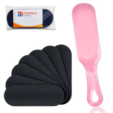 Imagem de 50 Lixas Pés Refil Descartável + 1 Base Suporte Acrílico Podóloga Profissional Salão Spa Pés Marca MONOLO MULTISHOP (Preto)