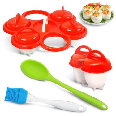 Imagem de Egg Crafter – Conjunto de 6 panelas de ovo cozido sem casca, construção de silicone que economiza espaço, copos resistentes ao calor e reutilizáveis para preparação rápida - Design leve para uso