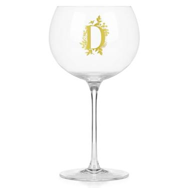 Imagem de Onebttl Taças de vinho personalizadas com haste, presentes de vinho fofos para mulheres, presentes com monograma para amantes de vinho em aniversários de Natal, com inicial D