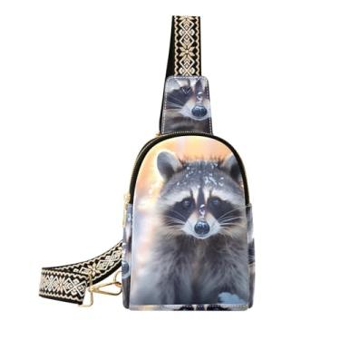 Imagem de CEBUGI Bolsa tiracolo feminina Raccoon pequena de couro, pochete transversal para trilhas, viagens ao ar livre
