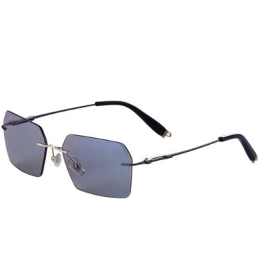 Imagem de JRLLFD Óculos de sol vintage sem aro de metal feminino, moda luxuosa, punk, masculino, óculos de sol para áreas externas, UV400 (cinza claro)