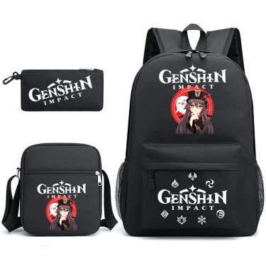 Imagem de Conjunto de mochilas Genshins Impacts Hu Taos Cartoon Kids School