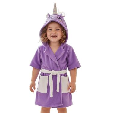 Imagem de Toalha Roupão Infantil Bebe Criança Piscina Capuz Bichinho