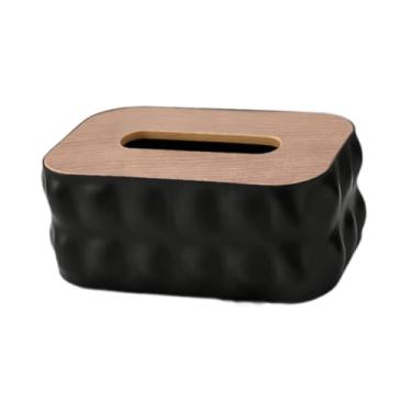 Imagem de FytStycale Porta-lenços de papel facial, organizador criativo e retangular para escritório, penteadeira, hotel, banheiro e mesa de cabeceira, Preto