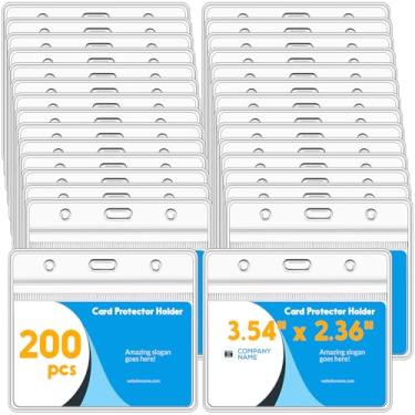 Imagem de Marspark 200 peças de plástico transparente horizontal, porta-cartões de identificação, porta-cartões de identificação, com zíper resselável à prova d'água, capa de PVC transparente para escritório