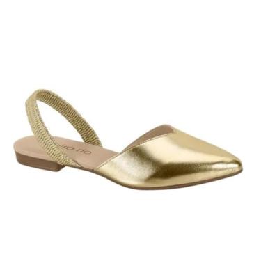 Imagem de Sapatilha Mule Feminina Beira Rio Conforto Calce Fácil Bico Fino (Dourado, BR, Adulto, Numérico, 38)