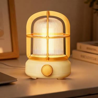 Imagem de HPYDIY Luz noturna de anteparo vintage, lanterna de acampamento portátil com regulação ajustável, decoração de mesa para quarto, presente de aniversário, lâmpada de atmosfera retrô para bar (branca)