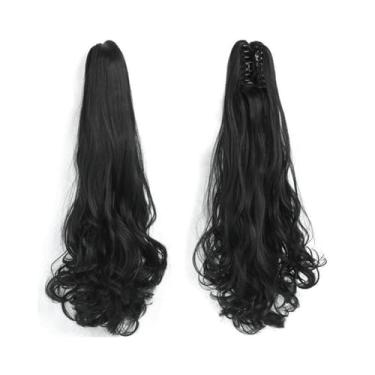 Imagem de Peruca de rabo de cavalo encaracolado com efeito de onda de água – Peruca sintética resistente ao calor de 50 cm com design de encaixe, adiciona volume e estilo para uso diário, festivais, Halloween e