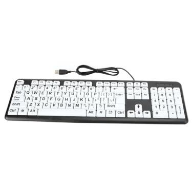 Imagem de Naroote Teclado para Idosos Com Impressão Grande e Baixa Visão Com Material ABS Durável, Teclado Preto Com Fio USB para Idosos, 104 Teclas, Comprimento de Cabo de 1,35 M, para (Preto)