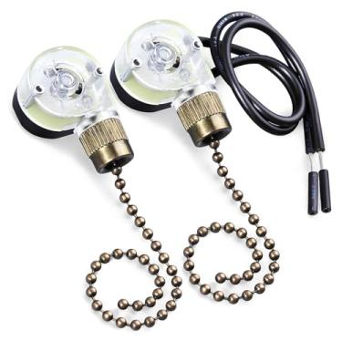 Imagem de Dotlite Pacote Com 2 Interruptores De Puxar Para Ventilador Teto Zing Ear Ze-109, Bronze, Fios, Liga/Desliga, Acessórios Substituição Compatíveis Luminárias Mesa Parede Hunter