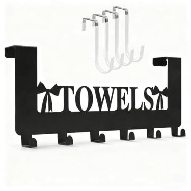 Imagem de BooWoodNeonMetal Gancho de porta LC, toalheiro com 12 ganchos e 4 ganchos únicos únicos - Braço longo para pendurar facilmente (sem ruído), perfeito para decoração de banheiro, quartos e apartamentos