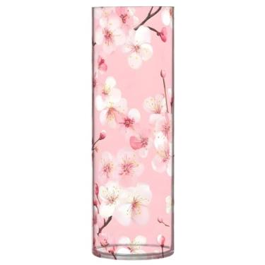 Imagem de JUZIHAI Vaso de flor de cerejeira japonesa para flores 9,9 cm x 30 cm cilindro de plástico moderno vaso de flores para centro de mesa de casamento decoração de casa