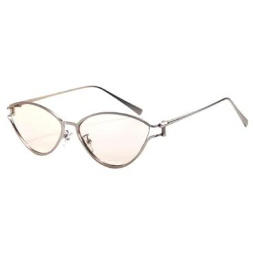 Imagem de VFDHN Óculos de Sol Femininos de Luxo Vintage com Armação Pequena Oval Punk em Metal para Senhoras - Estilo Retrô (TYJ337-1)