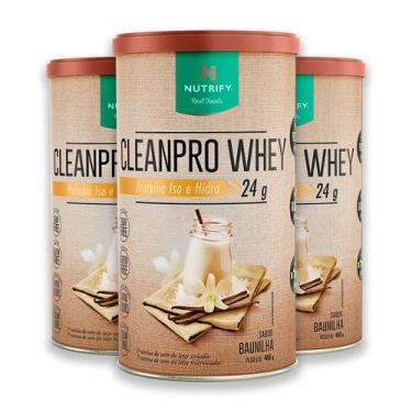 Imagem de Kit 3 CleanPro Whey Baunilha Nutrify 450g