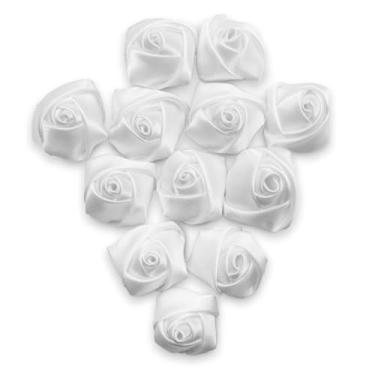 Imagem de Summer-Ray 30 peças de rosas de fita de cetim com forro de feltro – flores de tecido feitas à mão de 2 cm para artesanato, costura, embrulho de presente, decoração de casamento – lote de cores