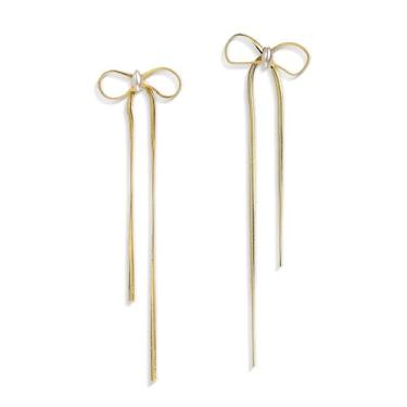 Imagem de JeanBeau Brincos de borla com pingente de laço para mulheres, meninas, corrente longa, franja, brincos pendurados, férias, formatura, casamento, joias modernas, presente, Aço inoxidável, Sem pedra