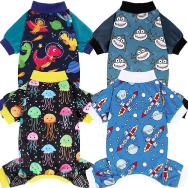 Imagem de XPUDAC Pijamas para cães pequenos, meninos e meninas, pijamas para cachorros, roupas para animais de estimação, pijamas de Natal, 4 estilos (universo, pequeno)
