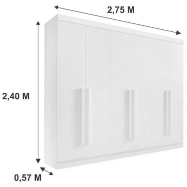 Imagem de Roupeiro 6 Portas 6 Gavetas Com Pés Da Vinci Plus - D' Doro Branco