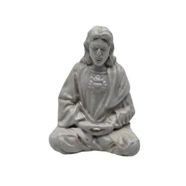 Imagem de IEUDNS Estátua de Jesus Meditando, Resina Leve, Coleção de Decoração de Mesa para Prateleira ou Casa