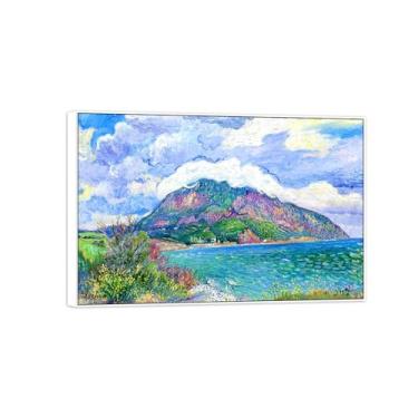 Imagem de BMZFYBS David Burliuk Famosas impressões em tela de arte de parede prontas para pendurar. Criméia. Pintura com moldura branca para decoração de sala de estar 50 x 75 cm 20 x 30 pol