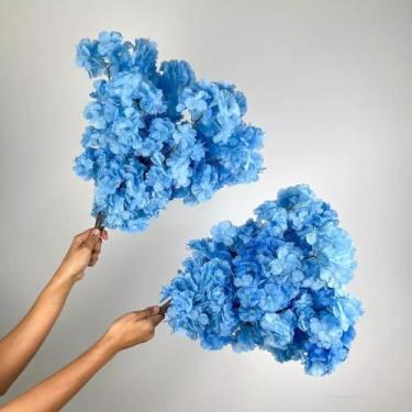 Imagem de Kit Arranjos de Flores Artificiais 45cm – Mini Orquídeas em Vaso Decorativo para Mesa, Casamentos e Decoração de Ambientes(20,Azul)