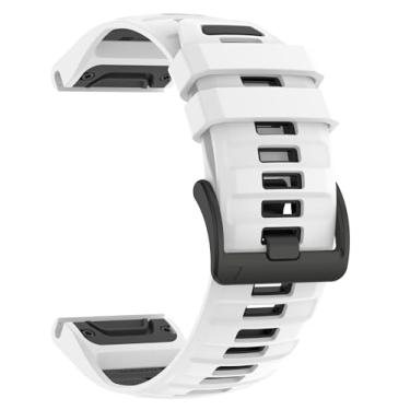 Imagem de OUTVI Pulseiras de silicone para Fenix 6X/7X de 26 mm de ajuste rápido para Garmin Fenix 8 51 mm/Fenix 5X Plus/Fenix 3/Descent MK2i/Enduro – pulseira esportiva de borracha macia (branca preta)