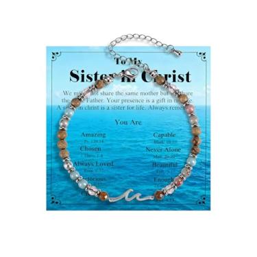 Imagem de 72ore Pulseiras cristãs presentes irmã em Cristo para mulheres irmã em Cristo pulseira cruz batismo fé joias presentes inspiradores para mulheres modernas, Large, Zinco, Sem Pedra Preciosa