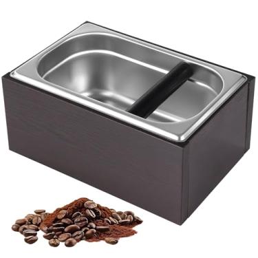 Imagem de Caixa de café expresso de aço inoxidável, recipiente de grãos de café de grande capacidade com tanque interno removível, barra de borracha, base antiderrapante, acessórios de café barista para uso