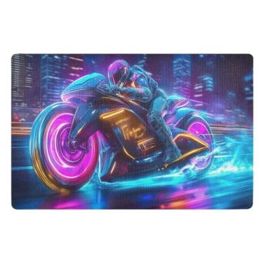 Imagem de Cyber Bike Capachos roxos para entrada ao ar livre, casa, tapetes antiderrapantes para cães, tapetes de porta, decoração de entrada