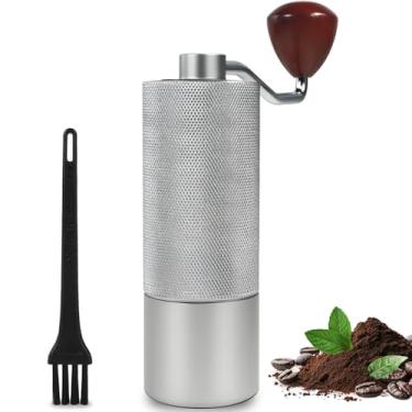 Imagem de Moedor de café manual de aço inoxidável não removível, moedor de grãos de café de alumínio com 25 configurações de moagem, escova de limpeza moka, expresso, moka, prensa francesa para acampamento