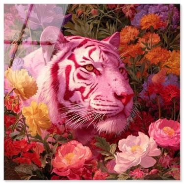 Imagem de Rei das Dálias I Impressão acrílica moderna decoração de parede por Notoriart, pronto para pendurar, 76 x 76 cm