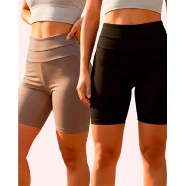 Imagem de Kit 02 Bermudas Ciclista Cintura Alta Poliamida Zanca Modas Tamanho:MC